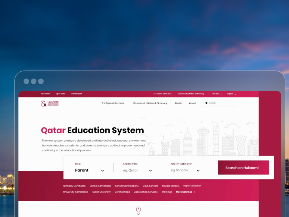 Hukoomi national civic gateway interface